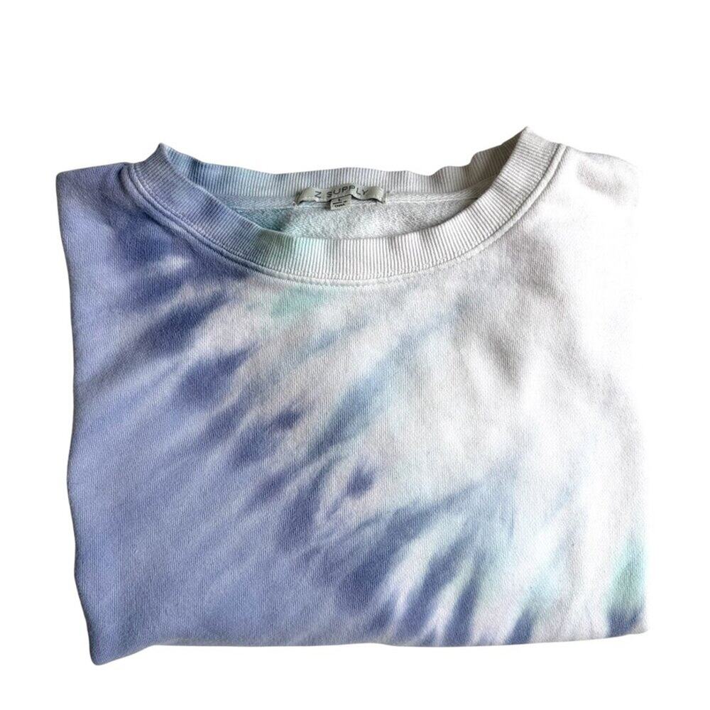 Z Supply Tie Dye Crop Sweatshirt (Peri Shibori) - Size Large